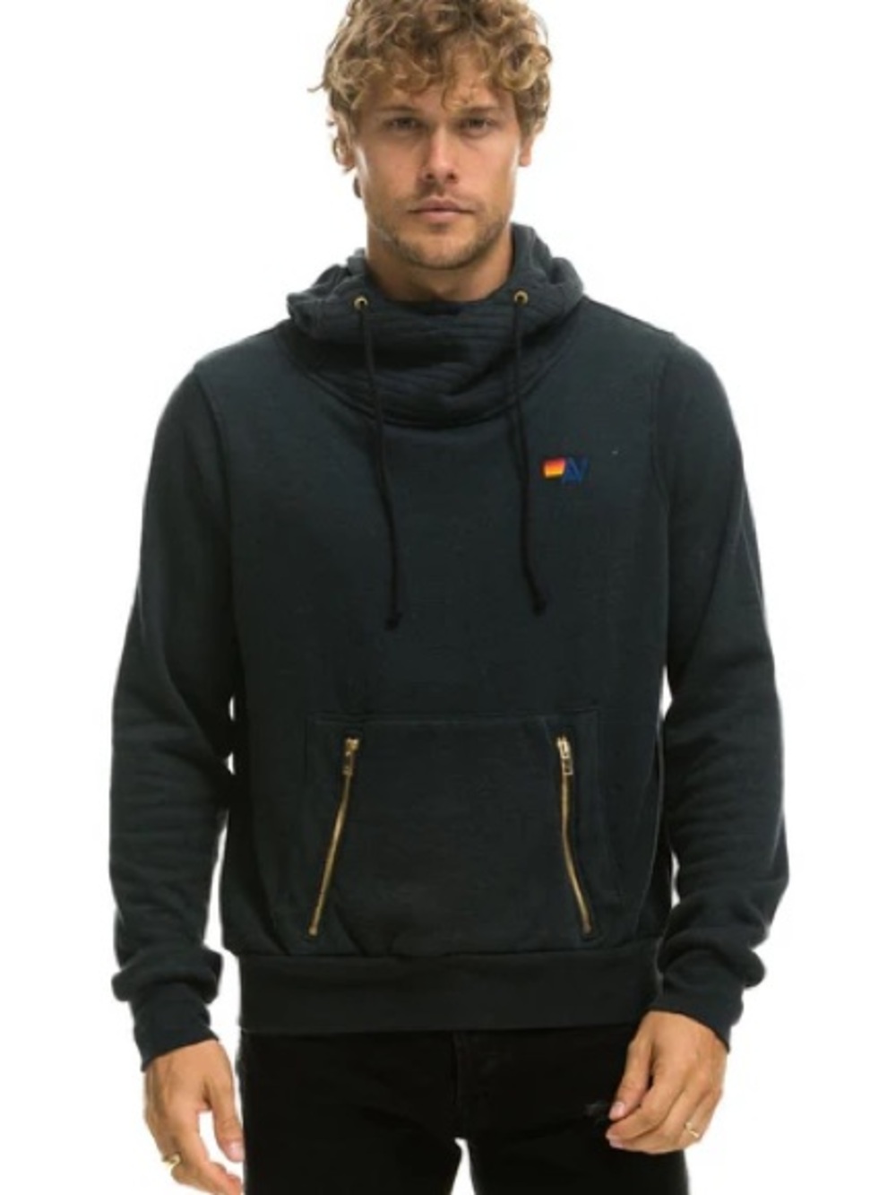 Aviator Nation Gray Hoodie with Yellow Accent Large unisex